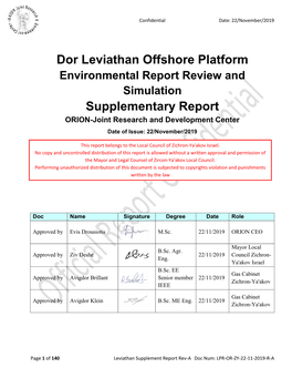 Dor Leviathan Offshore Platform Supplementary Report