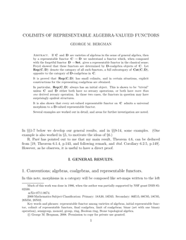 Algebras, Coalgebras, and Representable Functors. in This Note, Morphisms in a Category Will Be Composed Like Set-Maps Written to the Left