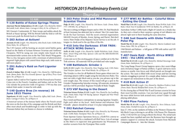 HISTORICON 2015 Preliminary Events List Thursday