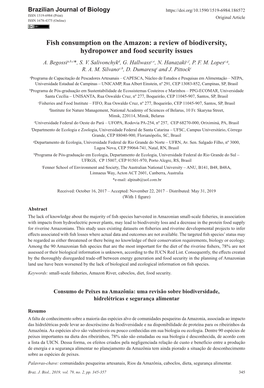 Fish Consumption on the Amazon: a Review of Biodiversity, Hydropower and Food Security Issues A