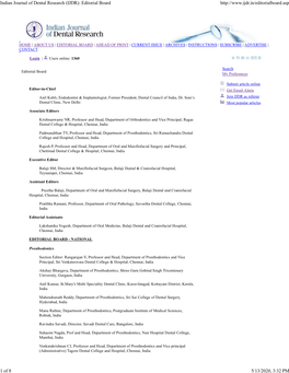 Indian Journal of Dental Research (IJDR): Editorial Board 1 of 8 5/13/2020, 3:32 PM