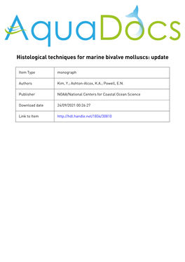 Histological Techniques for Marine Bivalve Molluscs: Update