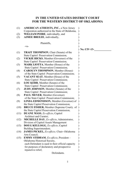 In the United States District Court for the Western District of Oklahoma