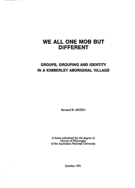 Groups, Grouping and Identity in a Kimberley Aboriginal Village