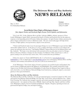 The Delaware River and Bay Authority NEWS RELEASE