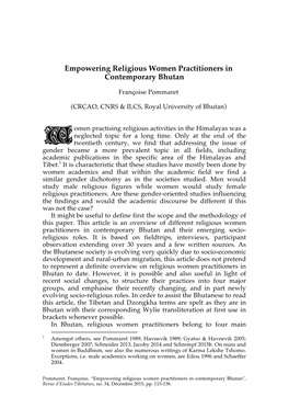 Empowering Religious Women Practitioners in Contemporary Bhutan