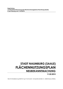 Flächennutzungsplanes Naumburg (Saale) in Der Fassung Vom 11.02.2015