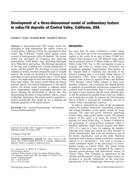 Development of a Three-Dimensional Model of Sedimentary Texture in Valley-ﬁll Deposits of Central Valley, California, USA