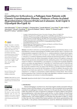 Granulibacter Bethesdensis, a Pathogen from Patients With