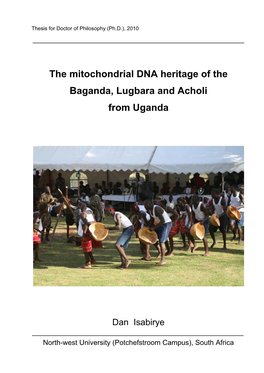 The Mitochondrial DNA Heritage of the Baganda, Lugbara and Acholi from Uganda