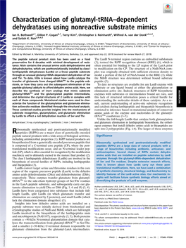 Characterization of Glutamyl-Trna–Dependent Dehydratases Using Nonreactive Substrate Mimics
