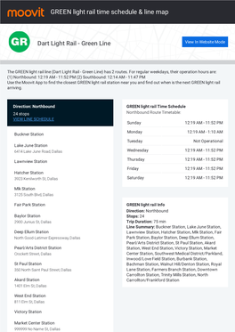 GREEN Light Rail Time Schedule & Line Route