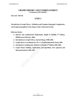 GRAPH THEORY and COMBINATORICS ( Common to CSE and ISE )