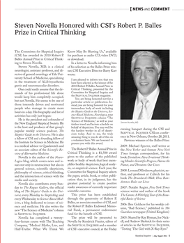 Steven Novella Honored with CSI's Robert P. Balles Prize in Critical