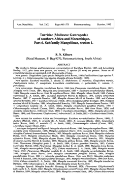 Turridae (Mollusca: Gastropoda) of Southern Africa and Mozambique