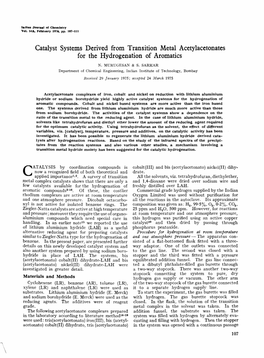 Catalyst Systems Derived from Transition Metal Acetylacetonates for the Hydrogenation of Aromatics