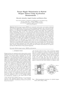 Torque Ripple Minimization in Hybrid Stepper Motors Using Acceleration Measurements ?