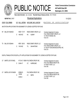 Broadcast Applications 11/1/2013