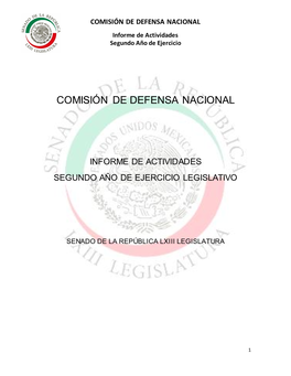 COMISIÓN DE DEFENSA NACIONAL Informe De Actividades Segundo Año De Ejercicio