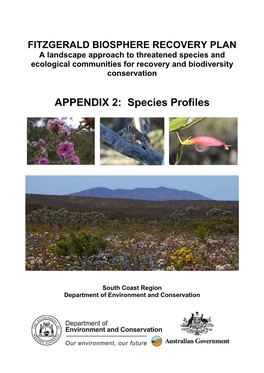FITZGERALD BIOSPHERE RECOVERY PLAN a Landscape Approach to Threatened Species and Ecological Communities for Recovery and Biodiversity Conservation