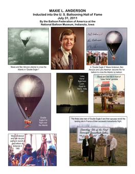 Maxie Anderson, Ben Atlantic in “Double Eagle I” Abruzzo and Larry Newman Become the 1St Balloon to Cross the Atlantic by Balloon