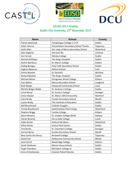 Ireuso 2017 Finalists Dublin City University, 11Th November 2017