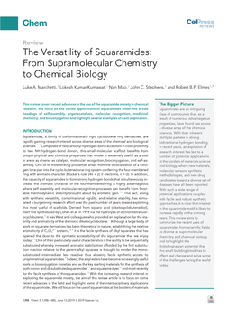 The Versatility of Squaramides: from Supramolecular Chemistry to Chemical Biology