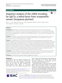 A Lethal Factor from Scorpionfish Venom (Scorpaena Plumieri) Fábio L