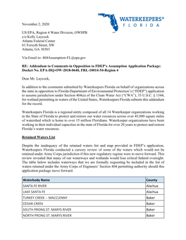 November 2, 2020 US EPA, Region 4 Water Division, OWSPB C