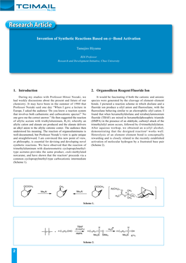 Invention of Synthetic Reactions Based on Σ−Bond Activation |