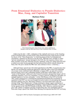 Mao, Jiang, and Capitalist Transition