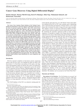 Cancer Gene Discovery Using Digital Differential Display1