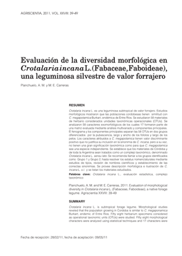 Evaluación De La Diversidad Morfológica En Crotalaria Incanal