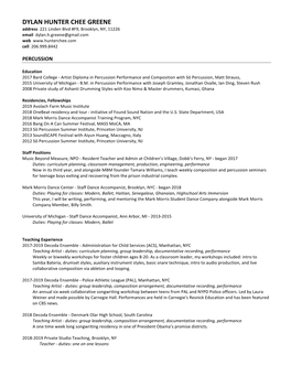 DYLAN HUNTER CHEE GREENE Address 221 Linden Blvd #F9, Brooklyn, NY, 11226 Email Dylan.H.Greene@Gmail.Com Web Cell 206.999.8442