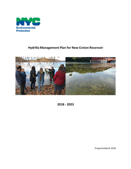 Hydrilla Management Plan for New Croton Reservoir 2018