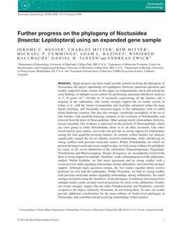 Further Progress on the Phylogeny of Noctuoidea (Insecta: Lepidoptera) Using an Expanded Gene Sample