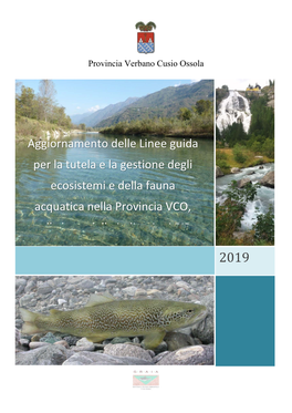 Aggiornamento Delle Linee Guida Per La Tutela E La Gestione Degli Ecosistemi E Della Fauna Acquatica Nella Provincia VCO