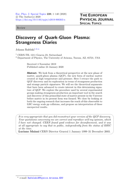 Discovery of Quark-Gluon Plasma: Strangeness Diaries