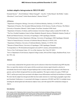 Archaic Adaptive Introgression in TBX15/WARS2