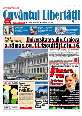 Universitatea Din Craiova a Rămas Cu 11 Facultăţi Din 16 Universitatea Din