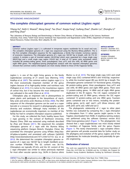 The Complete Chloroplast Genome of Common Walnut (Juglans Regia)