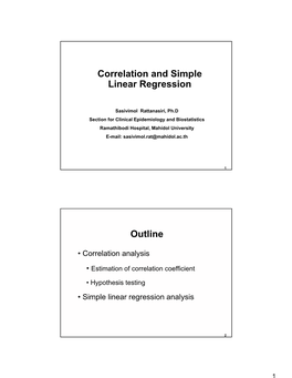 Correlation and Simple Linear Regression Outline