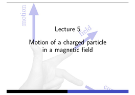 Lecture 5 Motion of a Charged Particle in a Magnetic Field