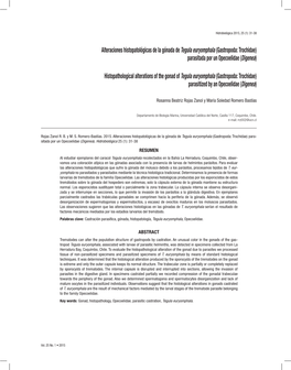 Alteraciones Histopatológicas De La Gónada De Tegula Euryomphala (Gastropoda: Trochidae) Parasitada Por Un Opecoelidae (Digenea)