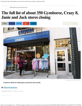 The Full List of About 350 Gymboree, Crazy 8, Janie and Jack Stores Closing - the Boston Globe