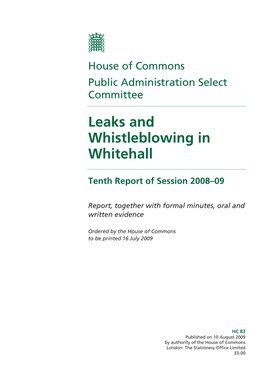 Leaks and Whistleblowing in Whitehall