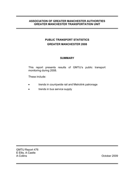 Public Transport Statistics Greater Manchester 2008