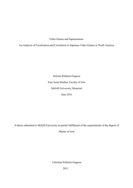 An Analysis of Localization and Circulation of Japanese Video Games in North America