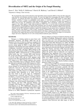 Diversification of NRT2 and the Origin of Its Fungal Homolog