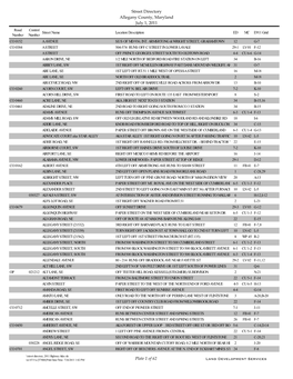 Street Directory Allegany County, Maryland July 1, 2011